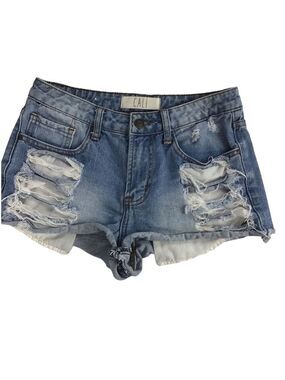 CALI ripped jeans shorts boyfriend blue size 3 coastal cowgirl destroyed denim